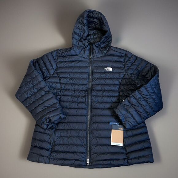 North Face Down Slim Fit Jacket Women’s Black 700 Stretch Hooded Size 3XL - Picture 1 of 10